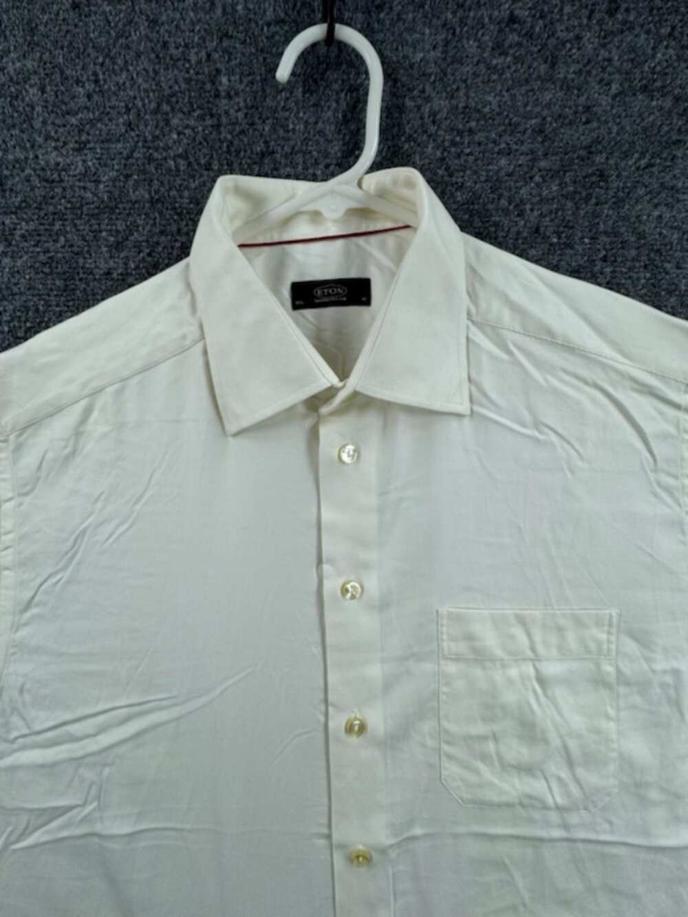 Eton Ivory All Cotton 16.5 Men Long Sleeve Button Up Shirt Elegant Pocket Office